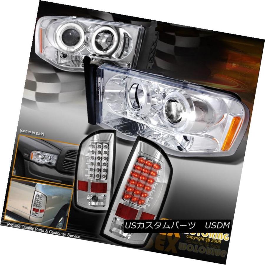 テールライト 02-05ドッジRAM 1500/2500ハロープロジェクタークロームヘッドライト+ LEDテールライト 02-05 Dodge RAM