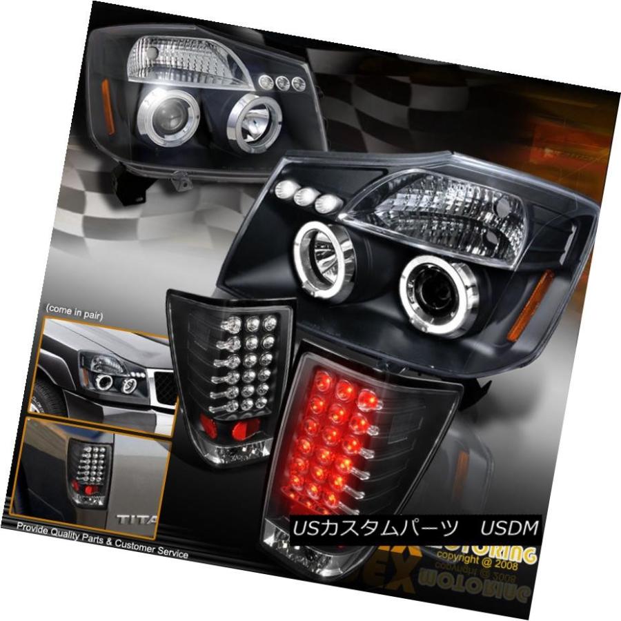 テールライト 2004年?2014年の新型日産タイタンヘイロープロジェクターヘッドライト+ LEDテールライトブラック NEW For 2004-20