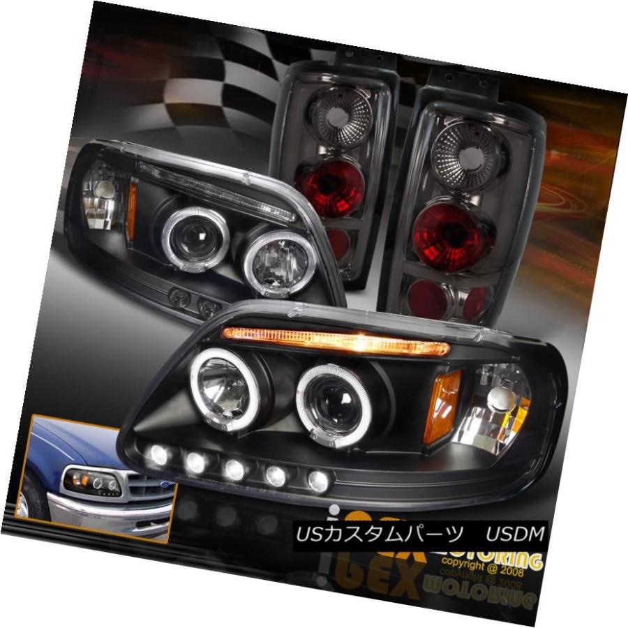 テールライト 1997-2002 Ford Expedition Halo LEDプロジェクターブラックヘッドライト+スモークテールライト 1997-