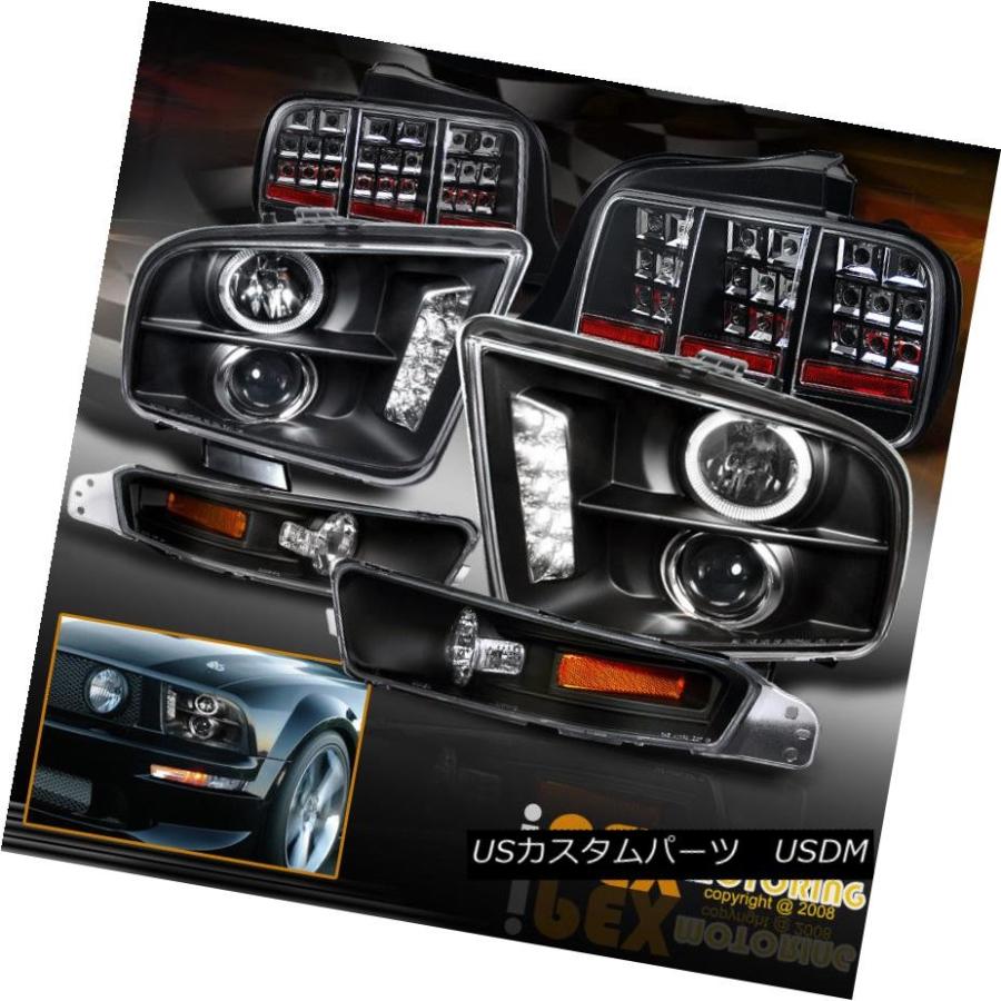 テールランプ 2005-2009 Ford Mustang Halo映写機前照灯+交通信号+ LEDテールランプ黒いこと 2005-2009 自動車-ライト、レンズ