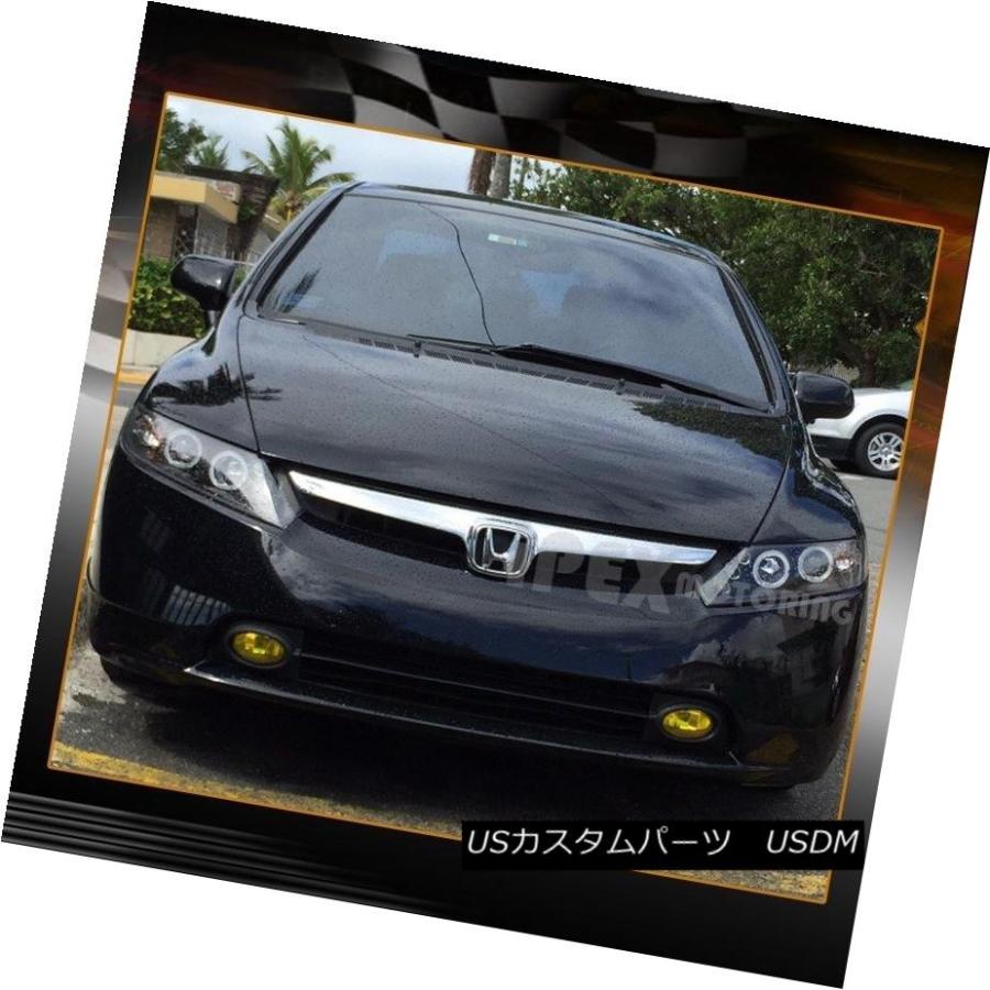 テールライト 06-11ホンダシビック4DrハロープロジェクターLEDブラックヘッドライト+煙テールライト 06-11 Honda Civic 4Drの画像