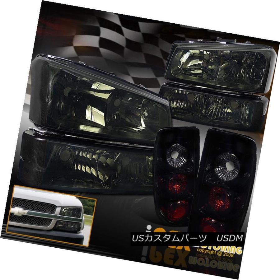 テールランプ 2003-2006シボレーシルバラード1500 2500固定ディスクスモークヘッドライト+ブラックスモークテールライト 2003-2006 Ch