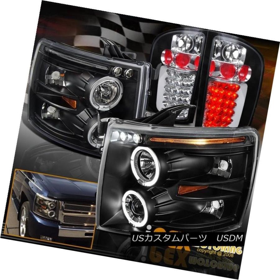 テールランプ 07-14 Chevy Silverado Haloプロジェクターブラックヘッドライト+最も末たのもしいLEDテールランプ 07-14 Che その他ライト-自動車