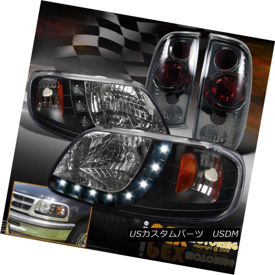 テールライト 1997-2003フォードF150ブラック（完全4ピース）LEDヘッドライト+煙テールライト 1997-2003 Ford F150 B