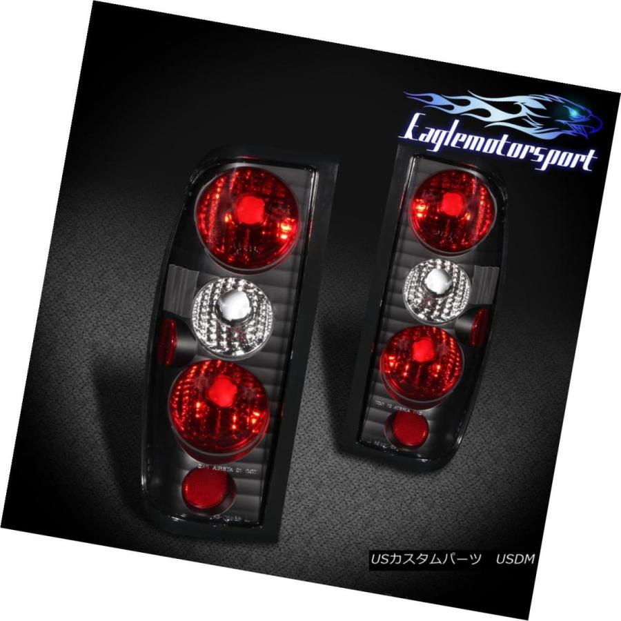 テールライト 1998  -  2004年日産フロンティアブラックテールライトリアブレーキランプペア For 1998-2004 Nissan Fro