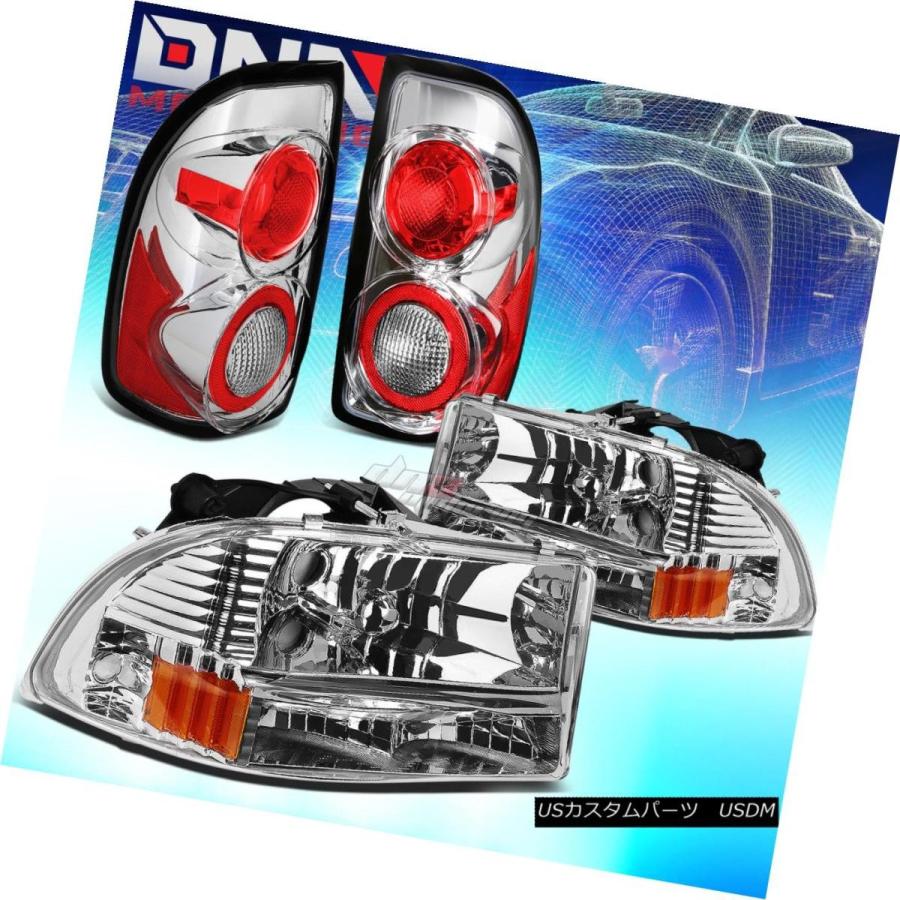 テールライト 97-04 DODAGE DAKOTA CHROME 1PCヘッドライト+アンブロウ Rバンパー+アルテザリア