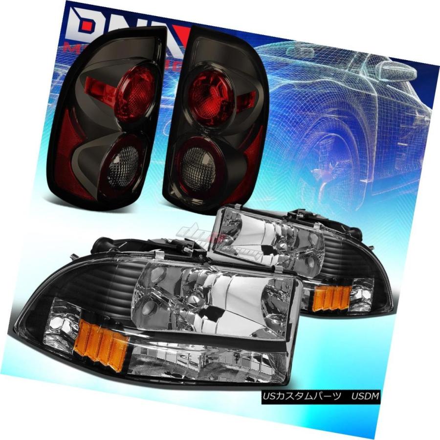 テールライト FOR 97-04 DODAGE DAKOTA BLACK 1PCヘッドライト+バンプ<ERM + SMOKED ALTEZZAリアテー
