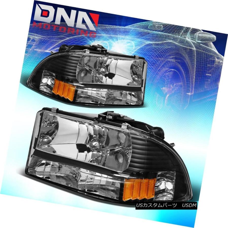 テールライト FOR 97-04 DODAGE DAKOTA BLACK 1PCヘッドライト+バンプ<ERM + SMOKED ALTEZZAリアテーの画像