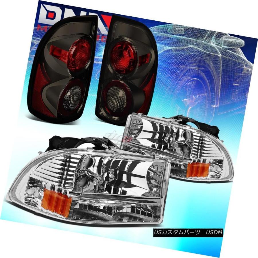 テールライト FOR 97-04 DODAGE DAKOTA CHROME 1PCヘッドライト+ BUMP  ER + SMOKE ALTE
