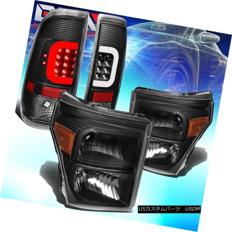 テールライト [LED C-BAR] FIT 2011-2016フォードスーパーデューティブラックテールライト+アンダーサイドヘッドライト [LED