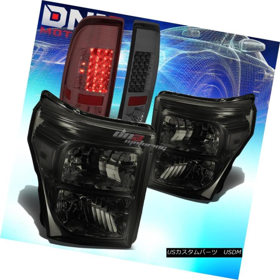 テールライト SMOKED HOUSING CLEAR SIDE HEADLIGHT + LED SMOKEDテールランプフィット11-16 SUPE
