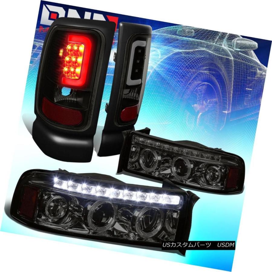 テールライト SMOKEハロープロジェクターヘッドライト+ DRL +  BLACK 3D LEDテールライトフィット94-