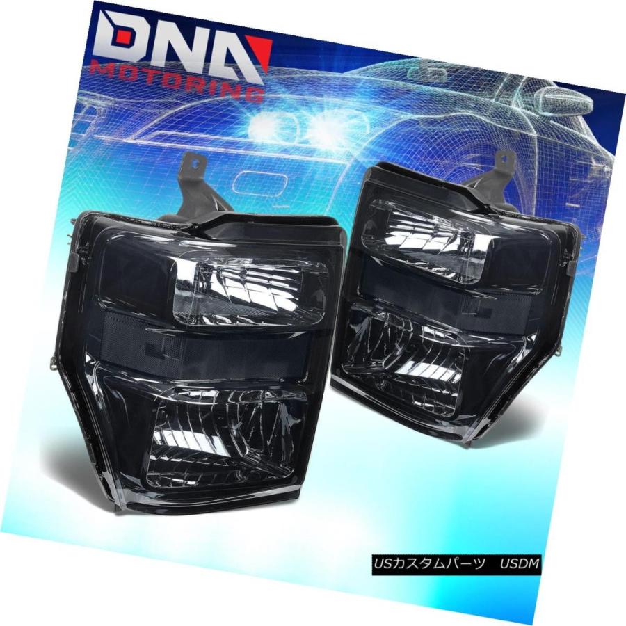 テールライト SMOKEDクリアヘッドライト+ 3D LEDレッドLバースモークテールランプフィット08-10 SUPER DUTY SMOKED Cの画像