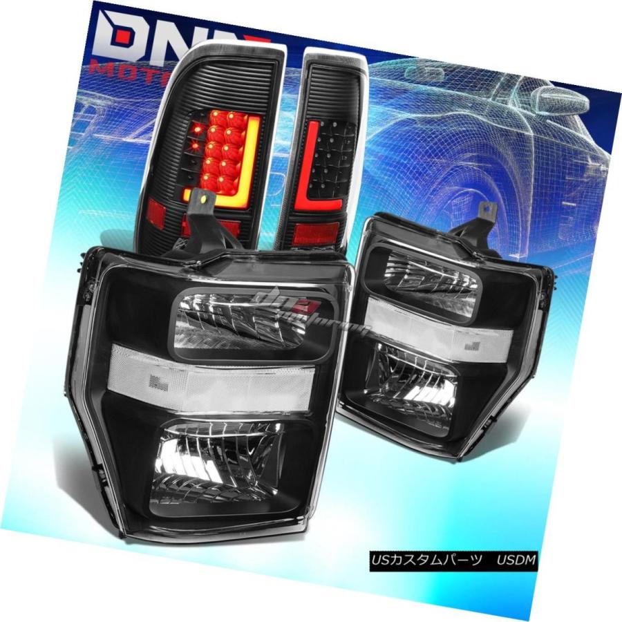 テールライト ブラッククリアヘッドライト+ 3D LEDレッドLバーブラックテールランプフィット08-10スーパーDUTY BLACK CLEAR H