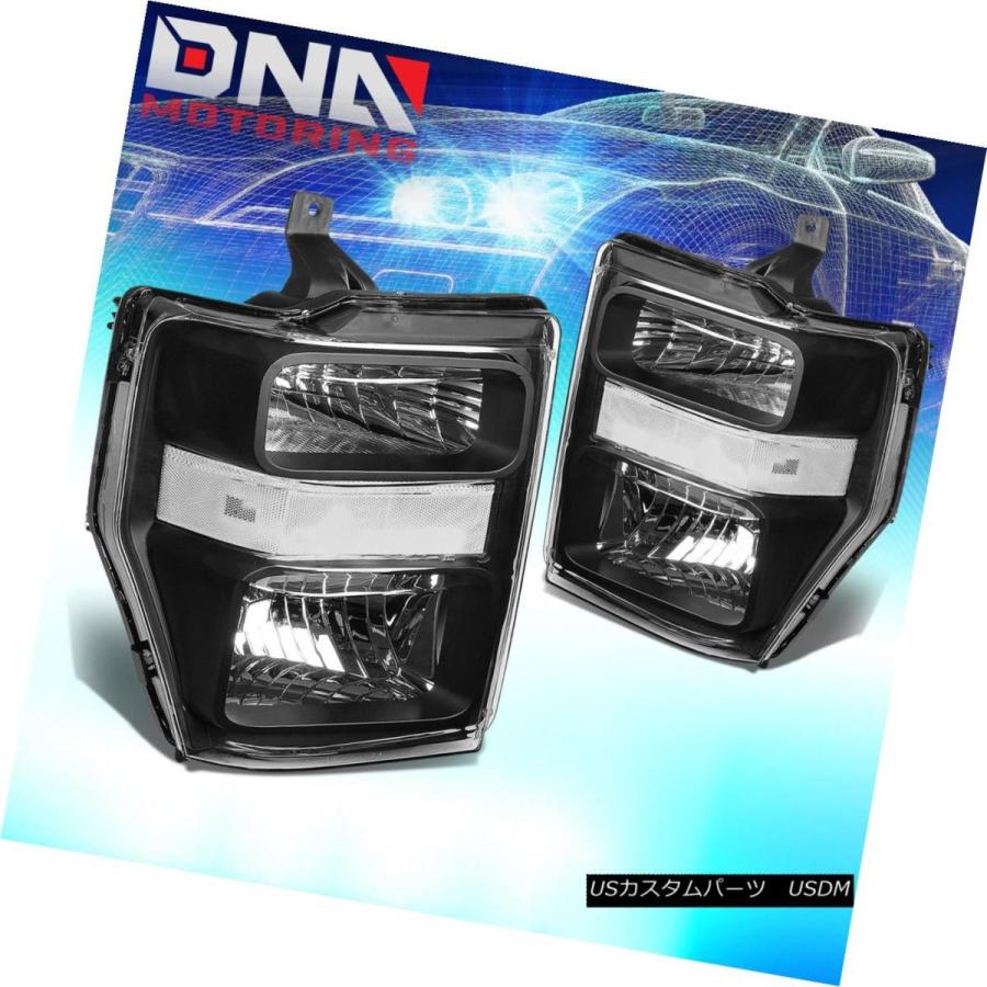 テールライト ブラッククリアヘッドライト+ 3D LEDレッドLバーブラックテールランプフィット08-10スーパーDUTY BLACK CLEAR Hの画像
