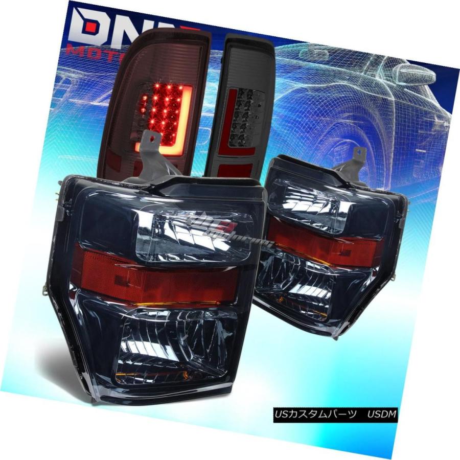 テールライト SMOKEDアンバーヘッドライト+ 3D LEDレッドLバースモークテールランプフィット08-10 SUPER DUTY SMOKED