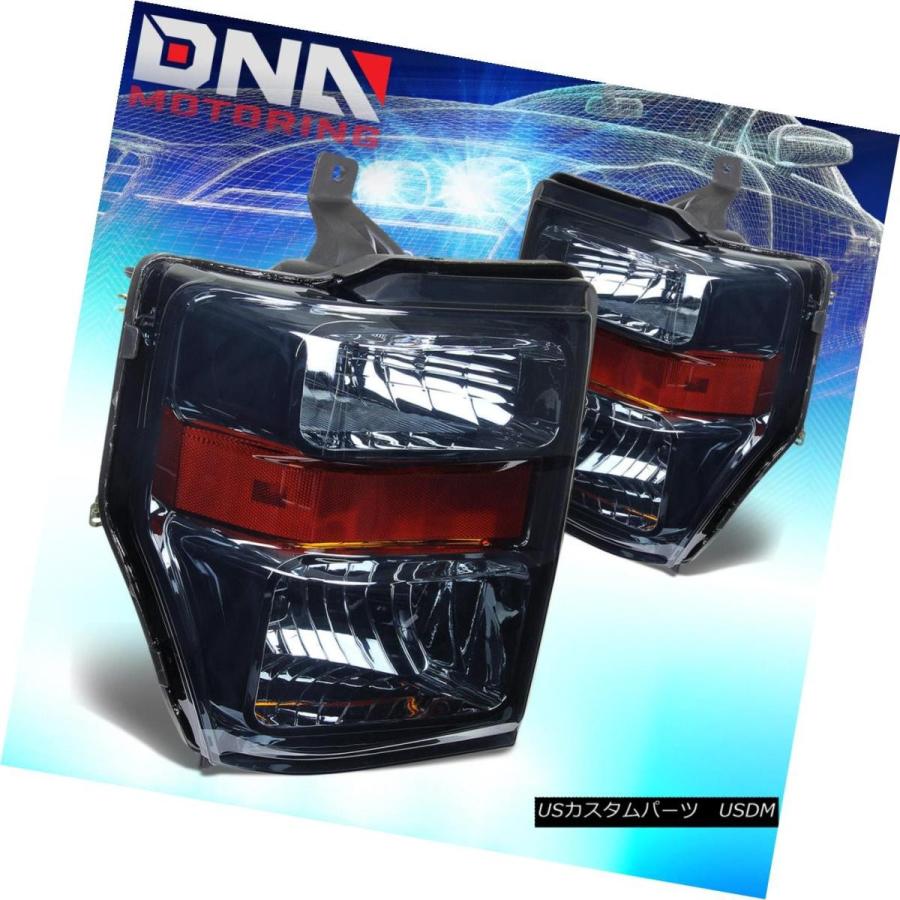 テールライト SMOKEDアンバーヘッドライト+ 3D LEDレッドLバースモークテールランプフィット08-10 SUPER DUTY SMOKEDの画像