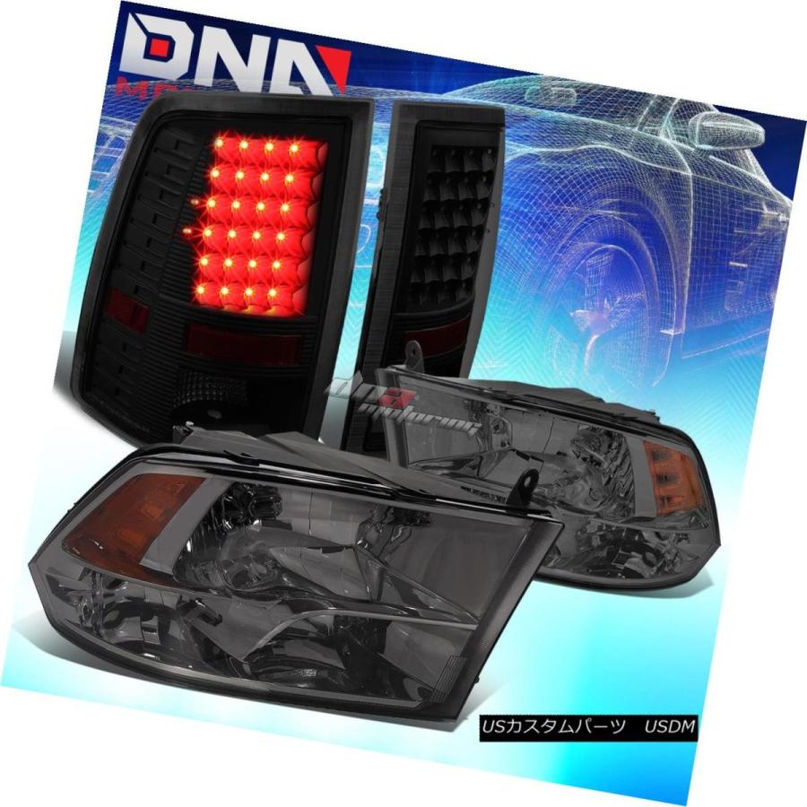 テールライト SMOKED HOUSINGアンダーサイドクワッドヘッドライト+ LEDテントテールランプフィット10-17 RAM SMOKED HO