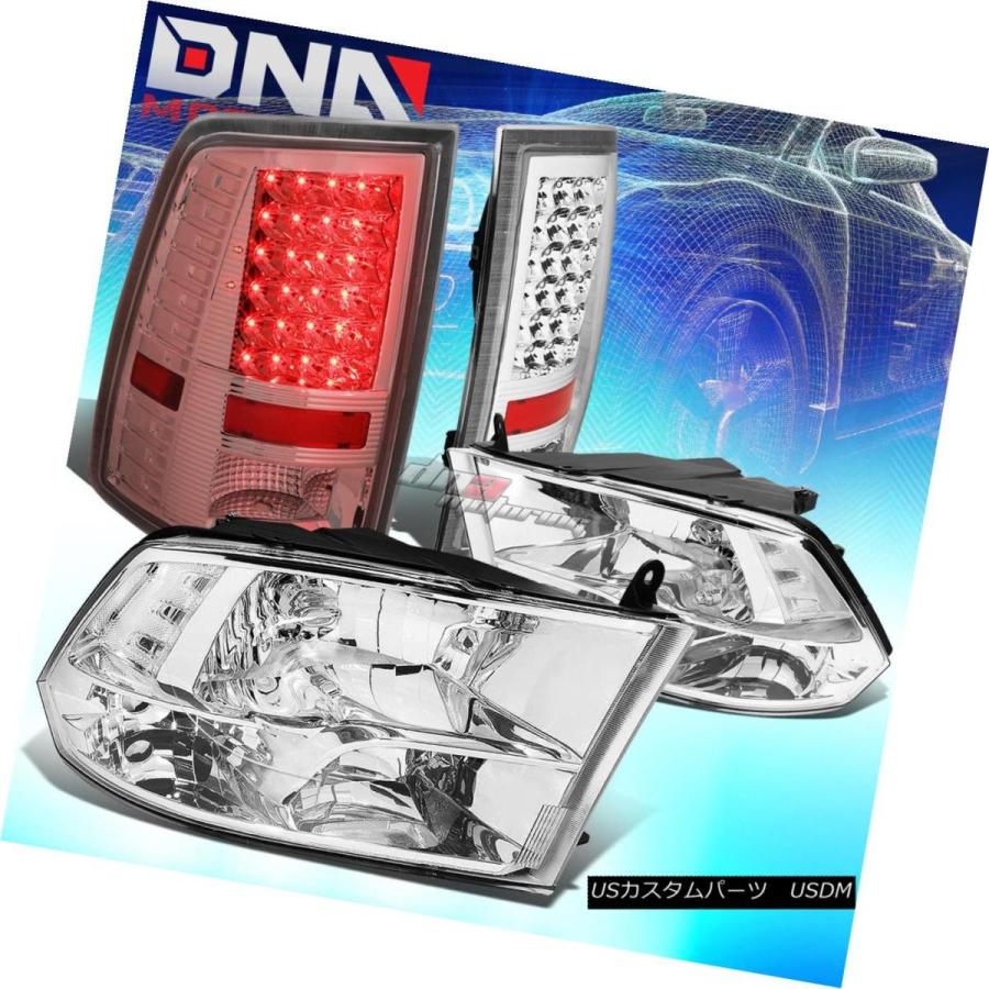 テールライト CHROME HOUSINGクリアサイドクワッドヘッドライト+ LED CHROMEテールランプフィット10-17 RAM CHROME