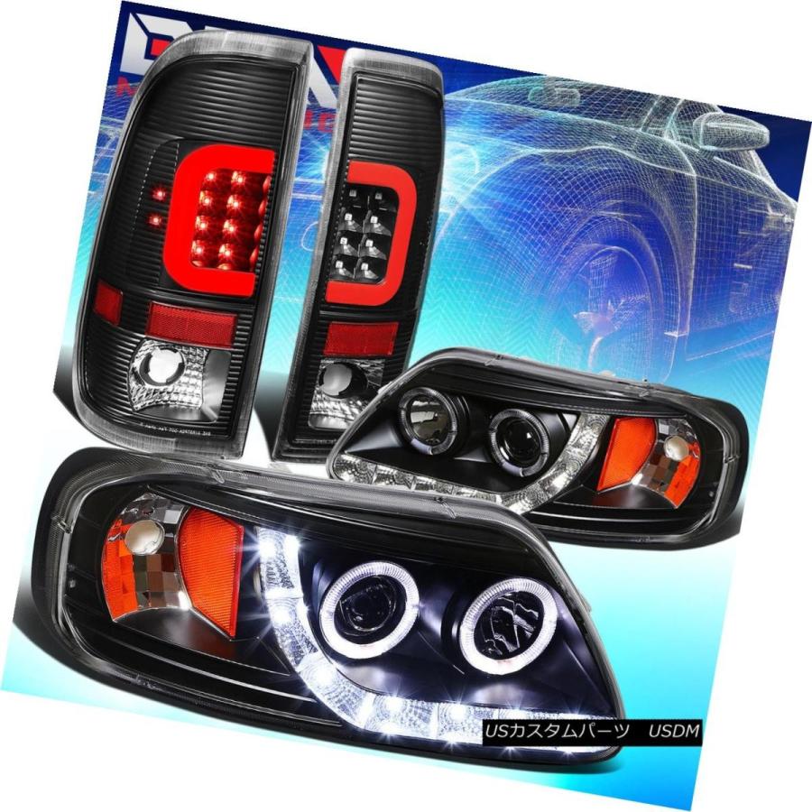 テールライト FIT 1997-2004フォードF-150 / F-250レッドLEDバーブラックテールライト+プロジェクター </ wbr