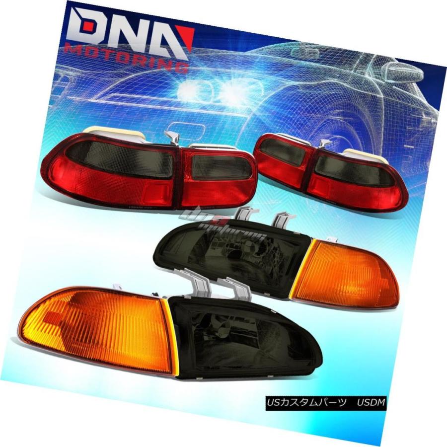 テールライト SMOKED OE FITMENTヘッドライト+アンバー Rコーナー+テールランプ92-95シビックEG /