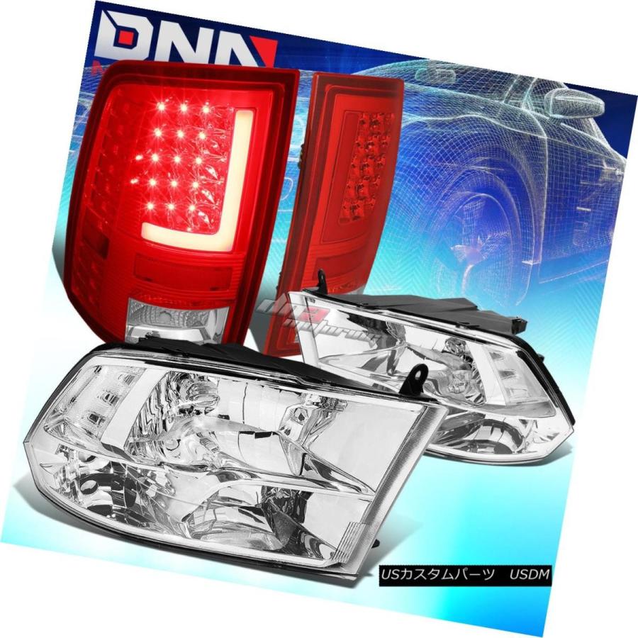 テールライト CHROME QUAD CLEAR SIDEヘッドライト+ 3D赤LバーライトREDテールランプ10-17 RAM CHROME QUA