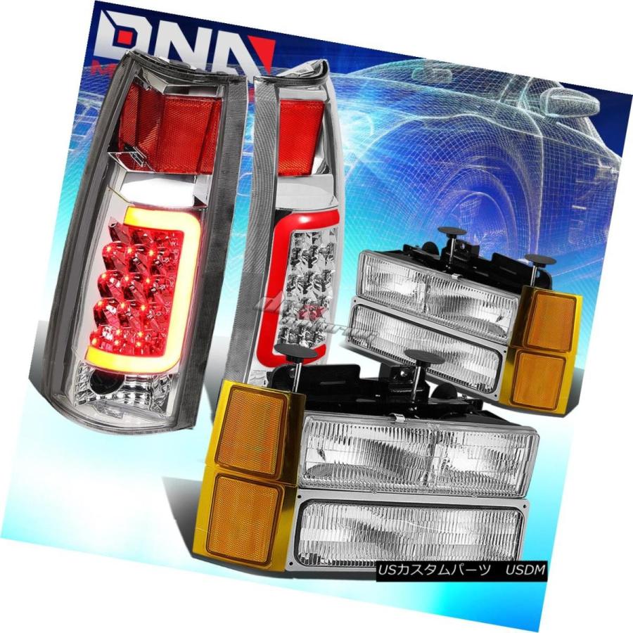 テールランプ CHROME HOUSING HEADLIGHT + AMBE  R隅っこ+読みやすいLEDバーテールライトフィ ライト、レンズ-自動車
