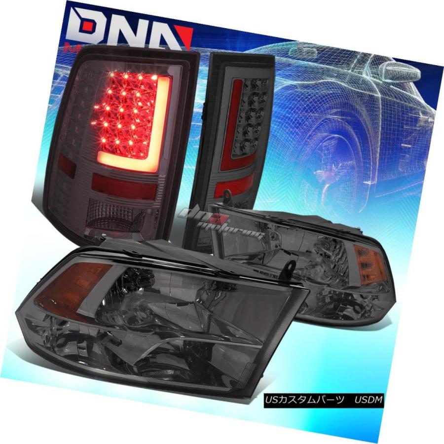 テールライト SMOKED QUADアンバーサイドヘッドライト+ 3DレッドLバーLED SMOKEDテールランプ10-17 RAM SMOKED Q