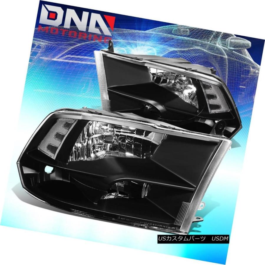 テールライト ブラッククワッドクリアヘッドライト+ 3D L-STREAK LEDブラックテールランプフィット10-17 RAM BLACK QUADの画像