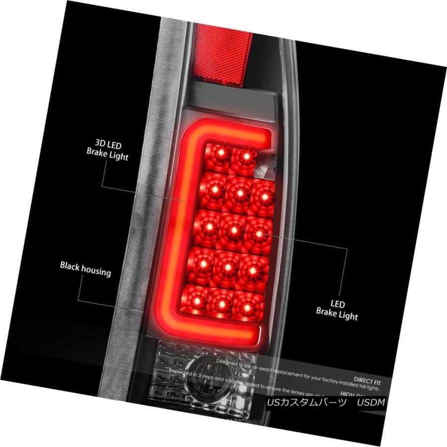 テールライト BLACK LENSレッド3D U-HALO LEDテールブレーキライト、88-00 GM C / K 1500/2500/3500用の画像