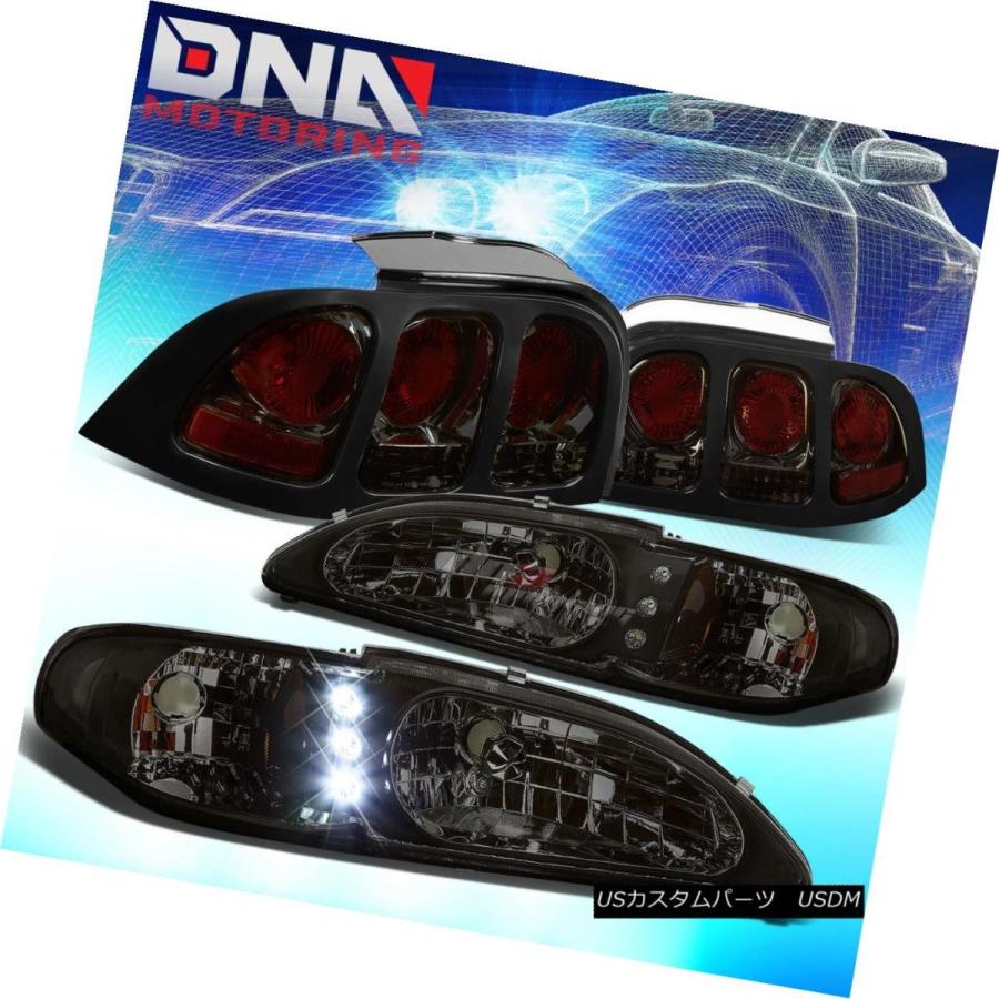 テールライト FOR 94-98 FORD MUSTANG / GT SMOOKED 1PCヘッドライト+ LED DRL +コーナー+ ALT \u003cw