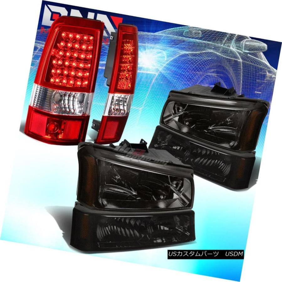 テールライト FOR 03-07 CHEVY SILVERADO SMOKEクリアヘッドライト+ BUMP  ER + CHROME赤LED