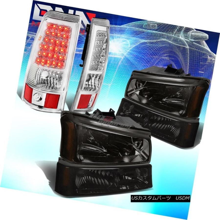 テールライト FOR 03-07 CHEVY SILVERADO SMOKED CRYSTAL HEADLIGHT + BUMP  ER +