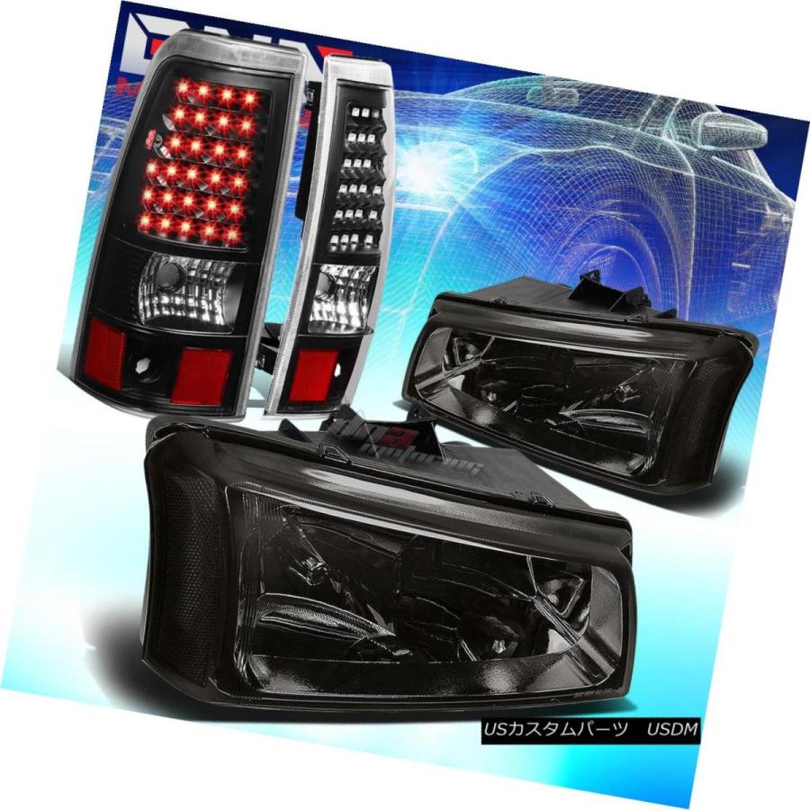 テールランプ FOR 03-07 CHEVY SILVERADO SMOKED +クリアコーナーヘッドライト+ BLAC ライト、レンズ-自動車-車、バイク、自転車