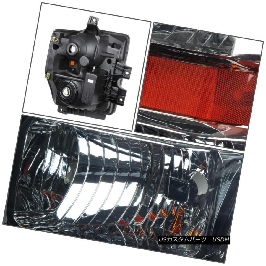 テールライト SMOKEDアンバーヘッドライト+ 3D LEDレッドLバーバーテールランプフィット08-10 SUPER DUTY SMOKED AMの画像