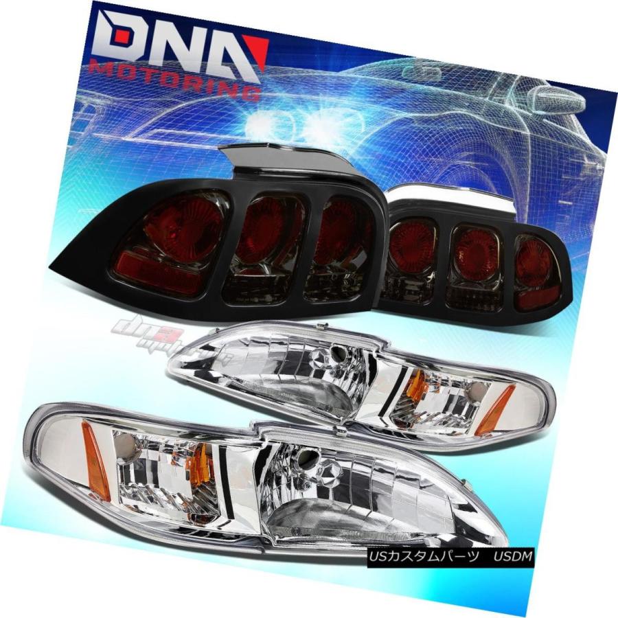 テールランプ FOR 94-98 FORD MUSTANG / GT CHROME 1パソコン HEADLIGHT + CORN \u003cbr\u003e ER + SM 車、バイク、自転車-ライト、レンズ-その他ライト