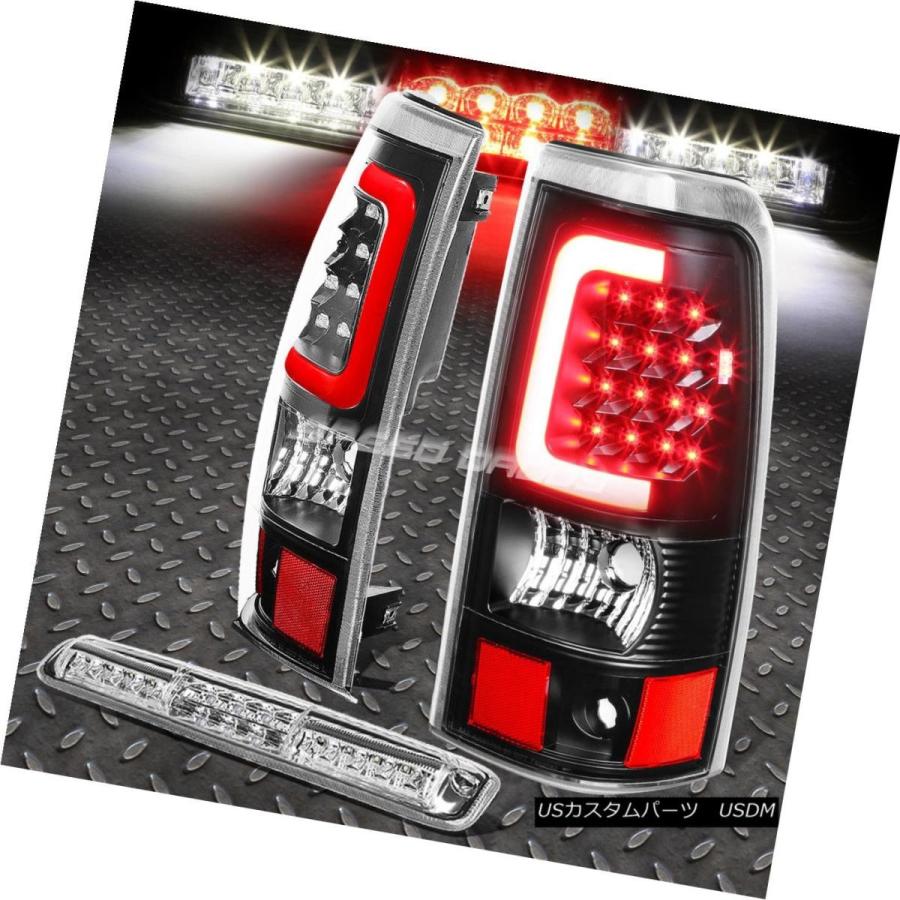 テールライト BLACK HOUSING CLEAR 3D LEDテールライト+ 3RDセンターブレーキレバー03-07 SILVERADO BLAC