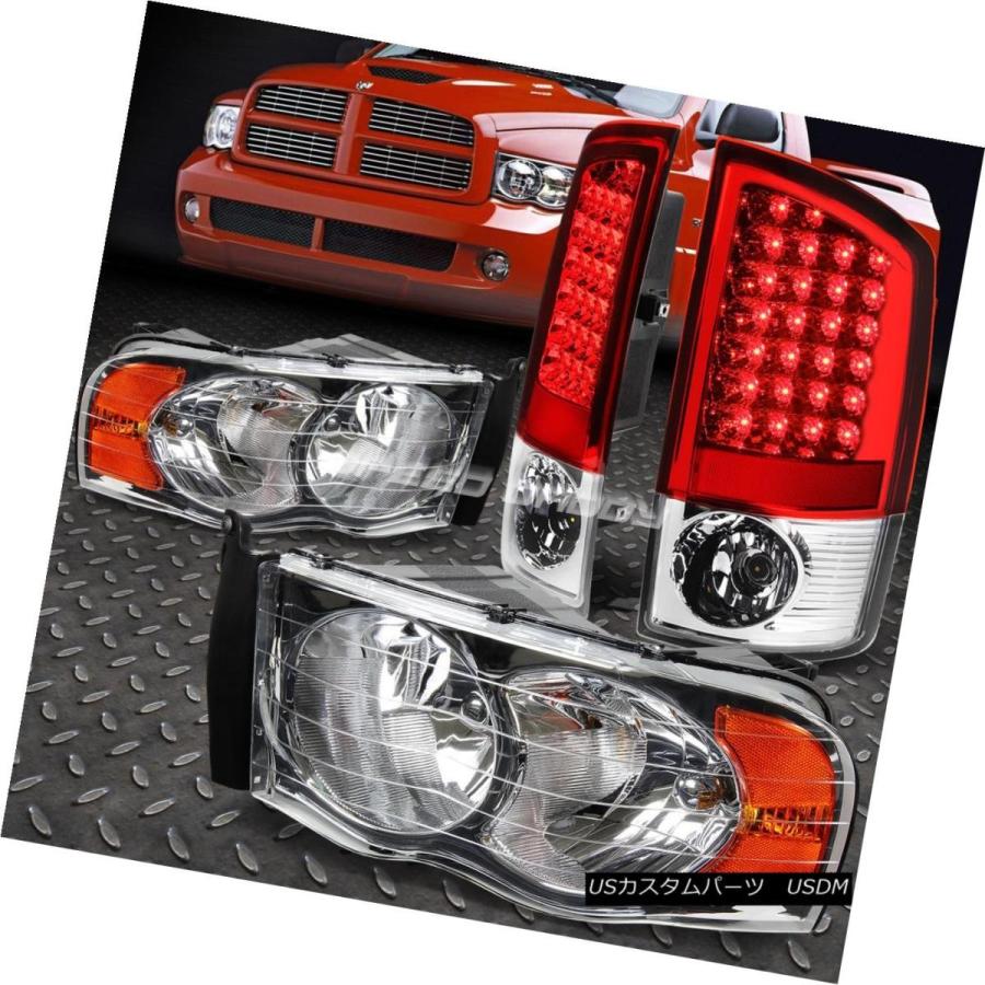 テールライト CHROME HEADLIGHT + AMBE  Rコーナー+レッドLEDブレーキリアテールライト02-05ド