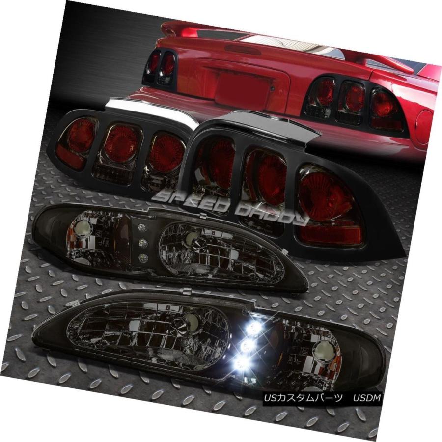 テールライト SMOKED 1PCヘッドライト+ LED DRL +コーナー+ ALT  94-98 FORD MUSTANG / GTのた