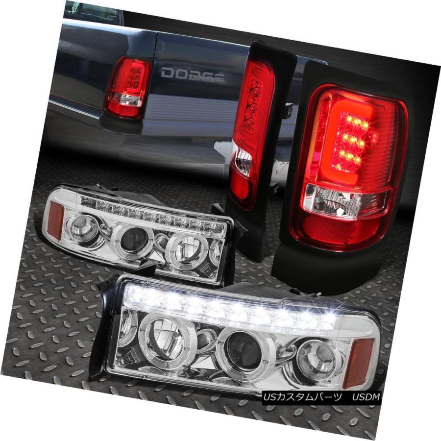 テールライト クロムハロープロジェクターヘッドライト+ DRL +  94-02ドッディングRAM用赤色LEDテールライト