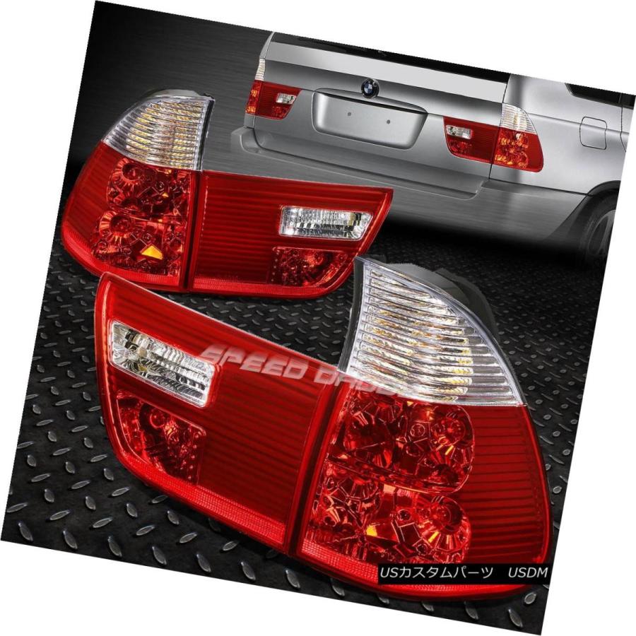 テールライト 2000-2006年用BMW X5 E53クロームハウジングレッドレンズリアテールライトブレーキランプペア FOR 2000-2006