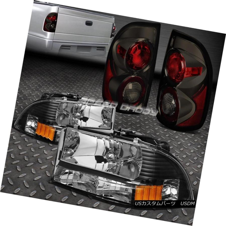 テールライト BLACK 1PC HEADLIGHT + BUMP  97-04 DODGE DAKOTA用ER + SMOKED ALTE