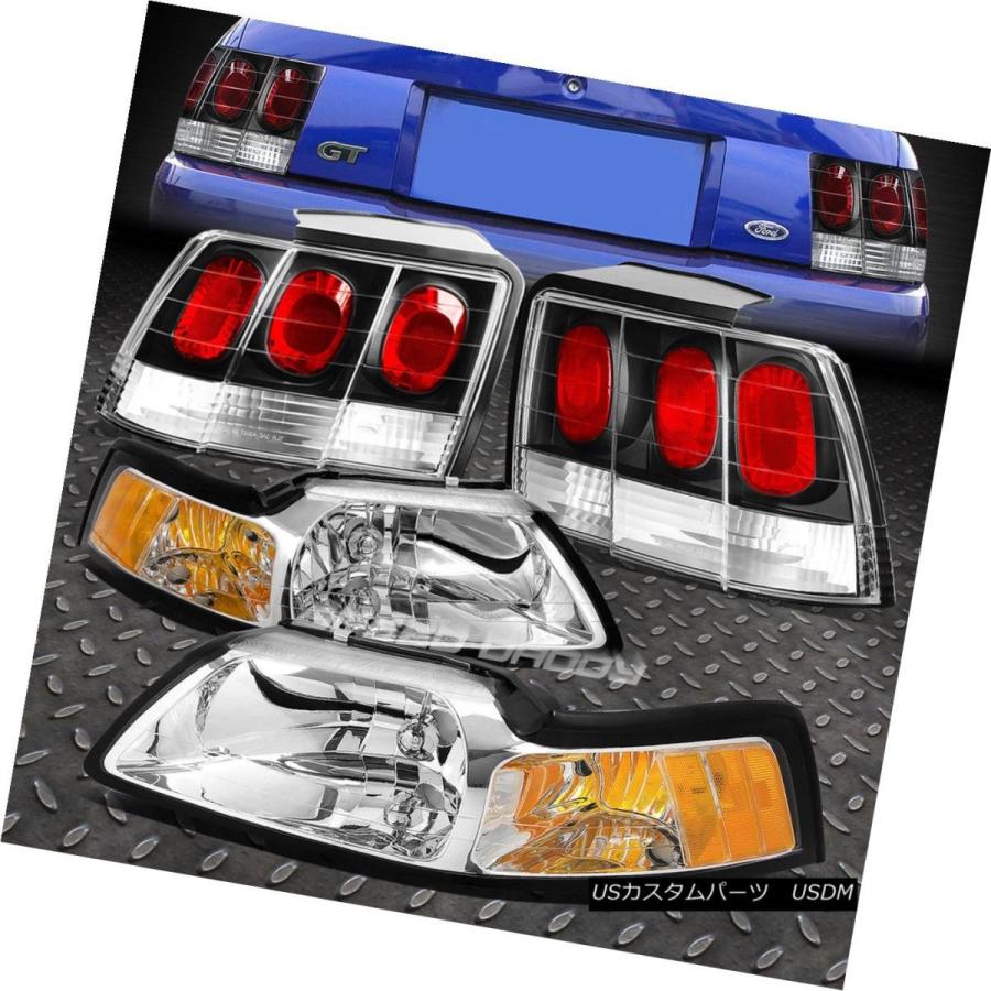 テールライト CHROME HOUSINGアンバーコーナーヘッドライト+ BLAC  99-04 MUSTANG用K ALT