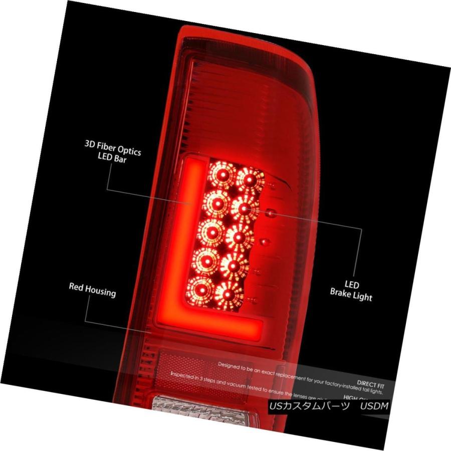 テールライト [3D LED L-BAR] 1997-2007フォードスーパーデューティクローム用赤色テールライトブレーキランプ [3D LED L-の画像