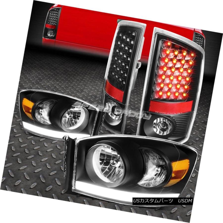 テールランプ BLACK HOUSING琥珀色ともし火+ DRL +  07-09 ランダムアクセス記憶装置の読みやすいLEDブリケットテールライ その他ライト-自動車