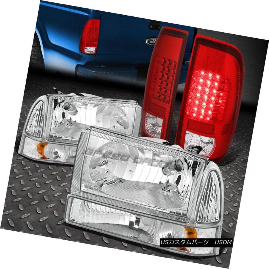 テールランプ 赤いことLED仕立て屋ともし火+アンダーサイドクロームヘッドライト99-04スーパーデューティ RED LENS LED CHROME TAI ライト、レンズ-車、バイク、自転車
