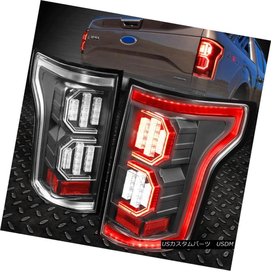 テールライト [トロンスタイルLED] for 2015-2017フォードF150トラックブラッククリアテールライトブレーキランプ [TRON STY