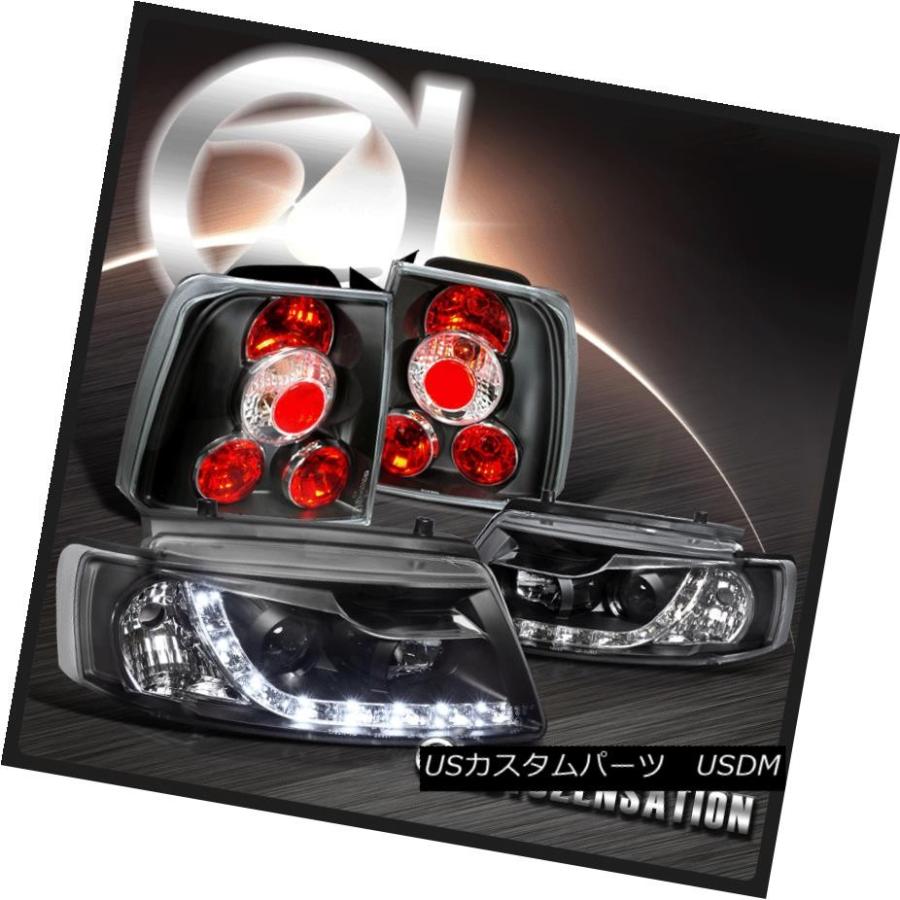 テールライト 98-00 VWパサートR8 LED DRLプロジェクターヘッドライト+タイ lブレーキランプ黒 For 98-00 VW P