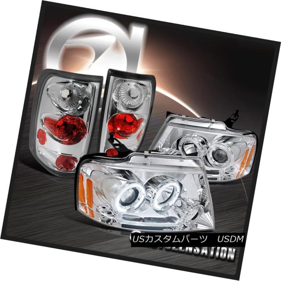 テールランプ ジェラルド・r・フォード2004-2008 F150クロームハロープロジェクターLED DRL前照灯+五分五分 l照明ランプ F ライト、レンズ-その他ライト-自動車