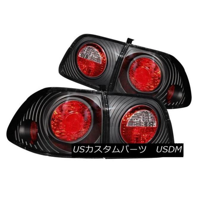 テールライト ANZO 221068 1999-2000 Honda Civic 4-Door用ブラックテールライト2個セット ANZO 221068